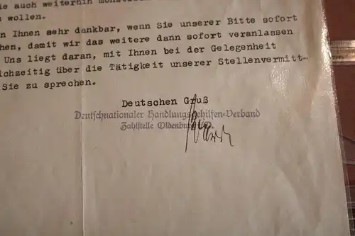 altes Schreiben von Deutschnationalen Handlungsgehilfen-Verband 1932