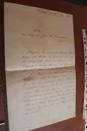 tolles altes Schreiben aus Hamburg von 1886  - worüber ?