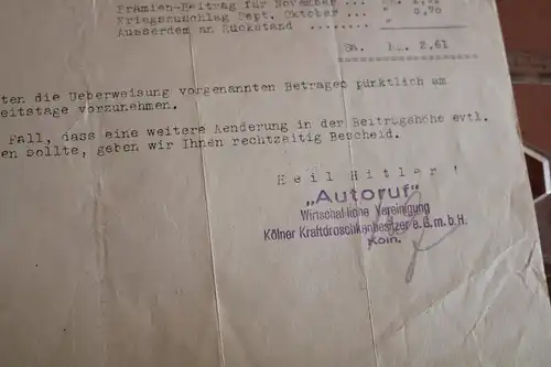 toller alter Brief  von Autoruf - Vereinigung in Köln - 1939 