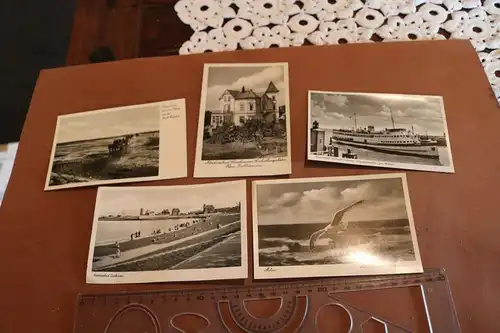 fünf tolle alte Karten von Cuxhaven, Erholungsheim, Wattfahrt, Hapagdampfer 
