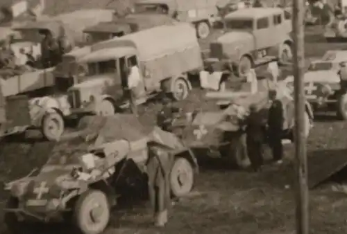 tolles altes Foto - Gruppe  SdKfz 222 Spähwagen und LKW  auf Vormarsch ?