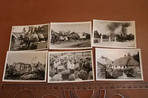 sechs alte Fotos - Soldaten, Zerstörung, Panzertruppe, Verbündete, Russland ?