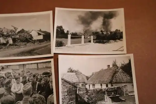 sechs alte Fotos - Soldaten, Zerstörung, Panzertruppe, Verbündete, Russland ?