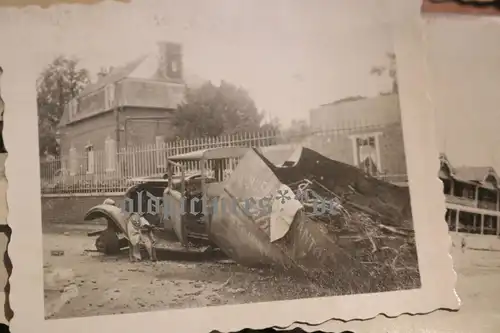 18 alte Fotos eines Soldaten - Frankreich ?? Zerstörung, Fahnen, Soldaten, Engl