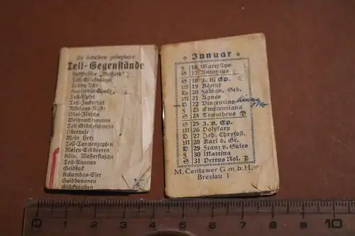 zwei alte Mini Kalender ? von Tell 1926 und Centawer 1923 defekt
