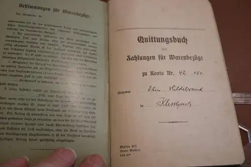 altes Quittungsbuch für Zahlungen Warenbezüge  aus Klettbach 1937