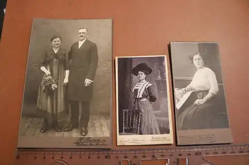 drei alte CDV und Kabinettfotos aus Breslau