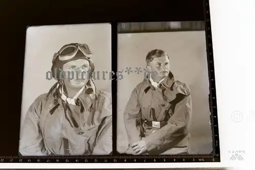zwei topp Glasnegative - Portrait eines Piloten der Luftwaffe