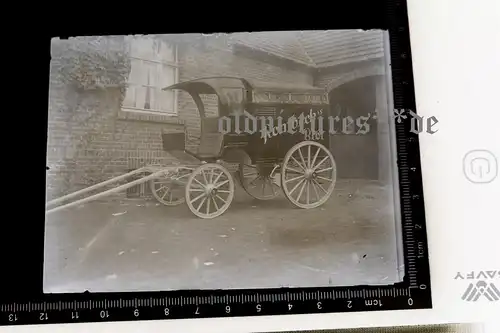 topp Glasnegativ - Pferdewagen Fuhrwerk - Bäckerei Rombeck - Henrichenburg 1910-