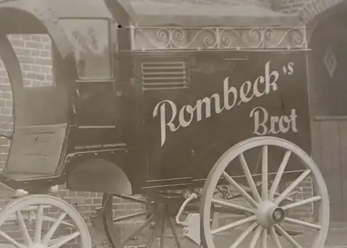 topp Glasnegativ - Pferdewagen Fuhrwerk - Bäckerei Rombeck - Henrichenburg 1910-