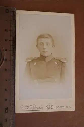 altes CDV-Foto - Portrait eines Soldaten noch mit Epauletten St. Avold Lothring