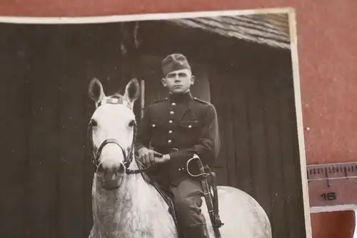 tolles altes Portrait eines Soldaten mit Pferd - Kavallerie - Tschechien ?