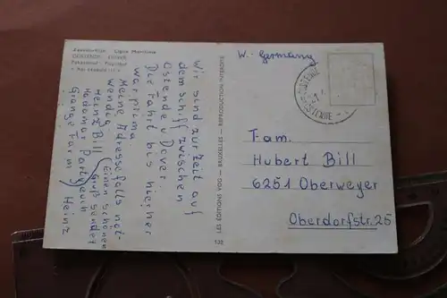 tolle alte Karte  - Paketboot Roi Léopold III - Oostende - Dover 70er Jahre ?