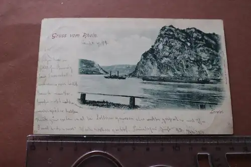 tolle alte Karte  Gruss vom Rhein - 1898 Bahnpost - Stempel 