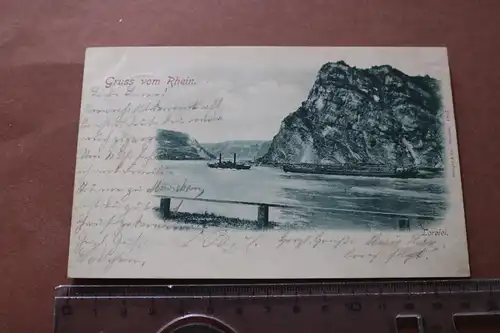 tolle alte Karte  Gruss vom Rhein - 1898 