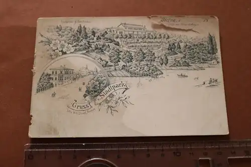 tolle alte Karte -  Litho - Stadtpark Bochum  1850-1890 ??
