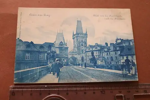 tolle alte Karte  Gruss aus Prag - Werbekarte eines Postkartenhersteller 1910-20
