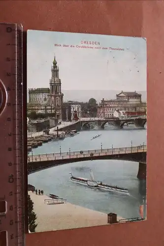 tolle alte Karte -  Dresden Carolabrücke  zum Theaterplatz  1906