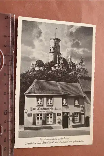 tolle alte Karte - Die Godesburg und das Restaurant zur Lindenwirtin  30-50er J 