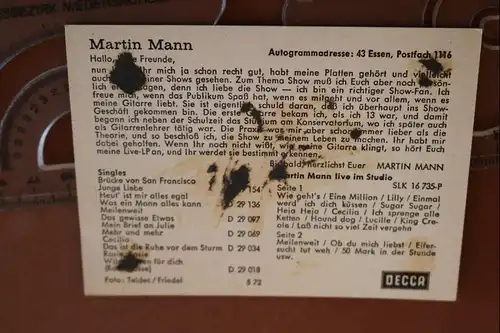 alte Autogrammkarte- Sänger Martin Mann mit original Unterschrift