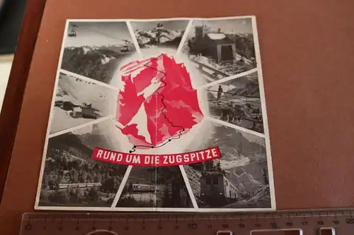 altes Werbeblatt Rund um die Zugspitze - Zugspitzbahn Preise usw. 1954 