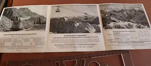altes Werbeblatt Rund um die Zugspitze - Zugspitzbahn Preise usw. 1954