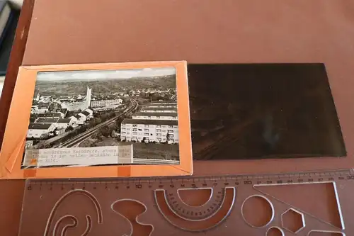 tolles altes Glasnegativ Ansicht Kirchheim unter Teck für Ansichtskarte ?? 1970