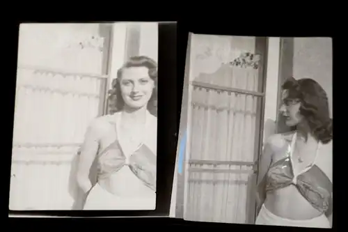 zwei tolle alte Negative Portrait einer hübschen Frau - 50-60er Jahre 