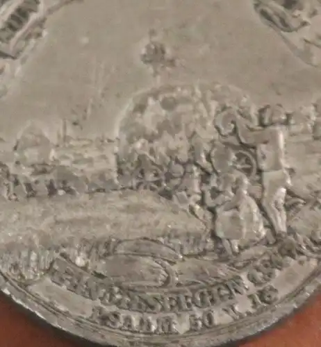 tolle alte Zinnmedaille Ernte Dankfest 1847 Theure Zeit 1846-47, Halle 