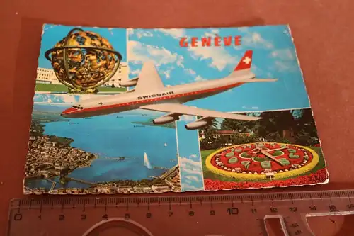 tolle alte Karte - Genéve - Schweiz Flugzeug Swissair -  60er Jahre 