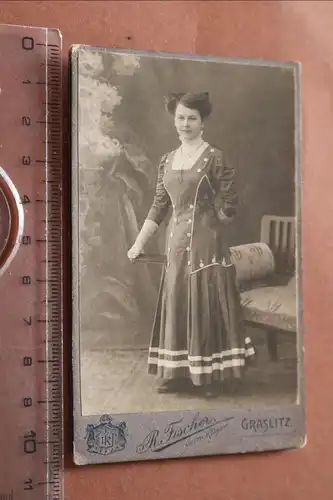 tolles altes CDV Foto - Portrait einer Frau -  Graslitz  Sudetenland