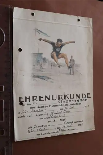 tolle alte Ehrenurkunde - II. Kindertreffen Birkenfeld-Baumholder 1934