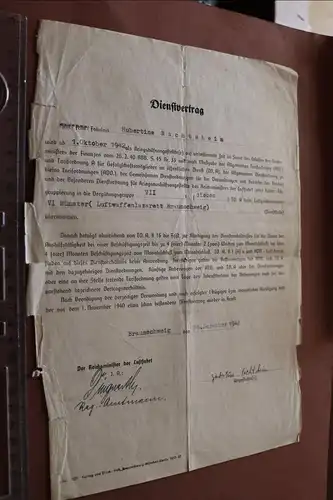 alter Dienstvertrag einer Frau Kriegshilfsangestellte - LW-Laz. Braunschweig