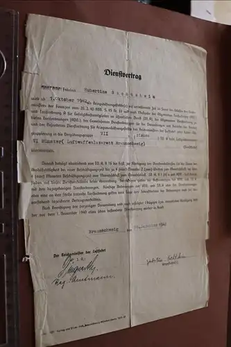 alter Dienstvertrag einer Frau Kriegshilfsangestellte - LW-Laz. Braunschweig 
