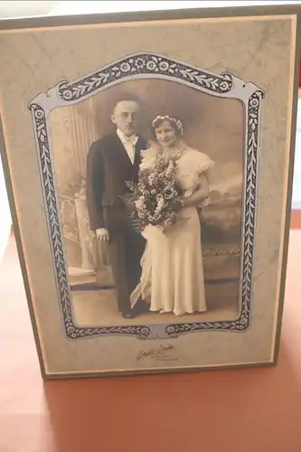 altes Kabinettfoto - Hochzeitspaar aus Philadelphia mit Pappständer
