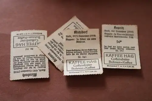 vier alte Sammelbilder Kaffee Hag - Mühldorf, Kriewen, Kopnitz u. Miesbach
