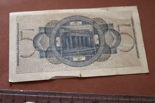 alter fünf Reichsmark Geldschein  30-40er jahre 