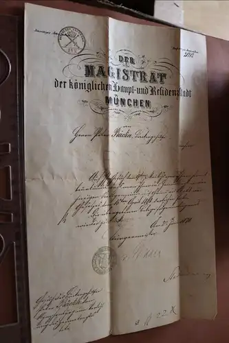 tolles altes Dokument für ????  des Magistrat der Stadt München 1870 -