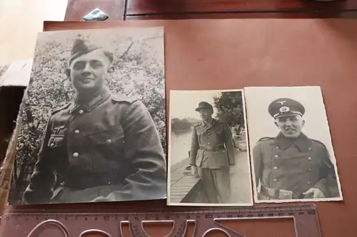 drei tolle alte Fotos Portraits von Soldaten 