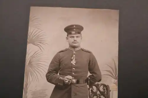 tolles altes Kabinettfoto - Portrait eines Soldaten  mit EK II - Dinkelsbühl