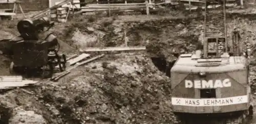 sechs tolle alte Fotos - Großbaustelle Neubau Dramburg & Hertwig Lübeck 1956