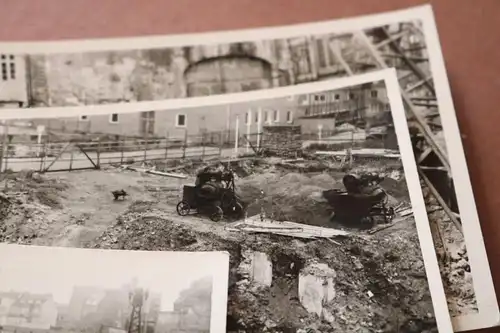 sechs tolle alte Fotos - Großbaustelle Neubau Dramburg & Hertwig Lübeck 1956