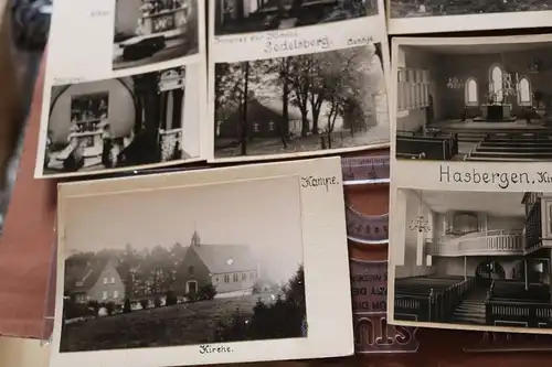 neun tolle alte Fotokarten mit Kirchen Ammerland, Norddeutschland 1960