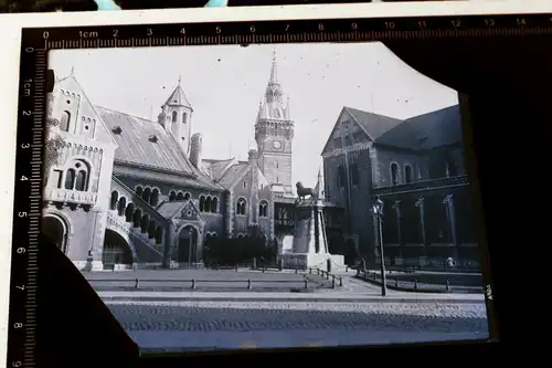 tolles altes Glasnegativ -  Burg Dankwarderode Braunschweig - 20-30er Jahre 