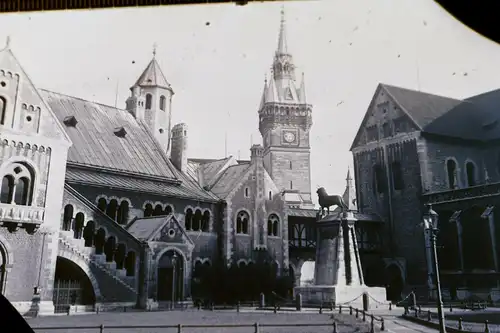 tolles altes Glasnegativ -  Burg Dankwarderode Braunschweig - 20-30er Jahre