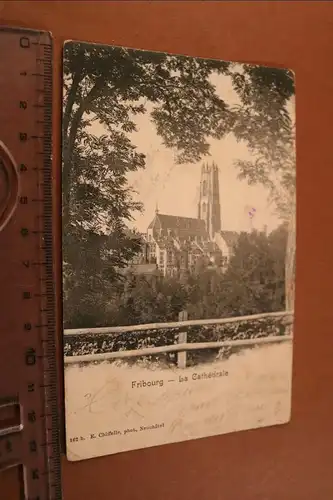 tolle alte Karte  Fribourg - La Cathédrale  1903