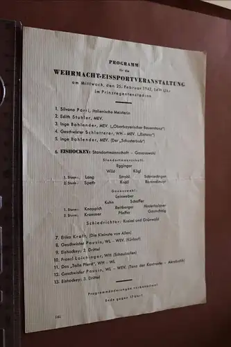 alte Programmblatt - Wehrmachts-Eissportveranstaltung Prinzregentenstadion1942