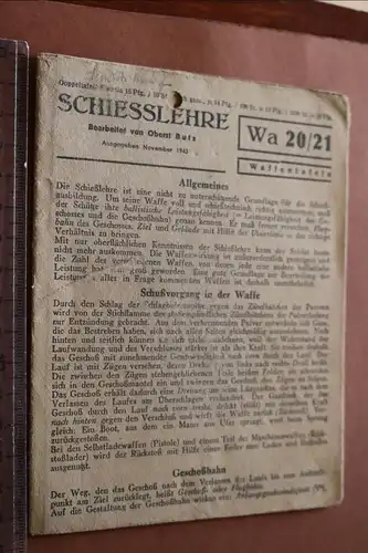 alte Waffenkarte - Wa 20/21 Schiesslehre