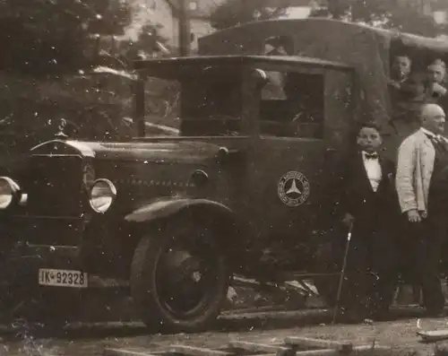 zwei alte Fotos - Ausflug mit Mercedes Benz LKW - Schlesien - 20-30er Jahre ?