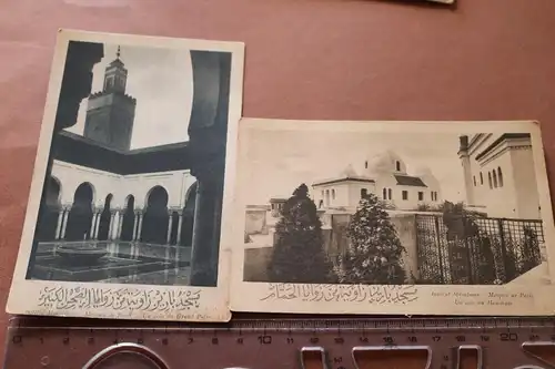 zwei  alte Karten Tunis Institut Musulman Mosquee de Paris  20-30er Jahre ?